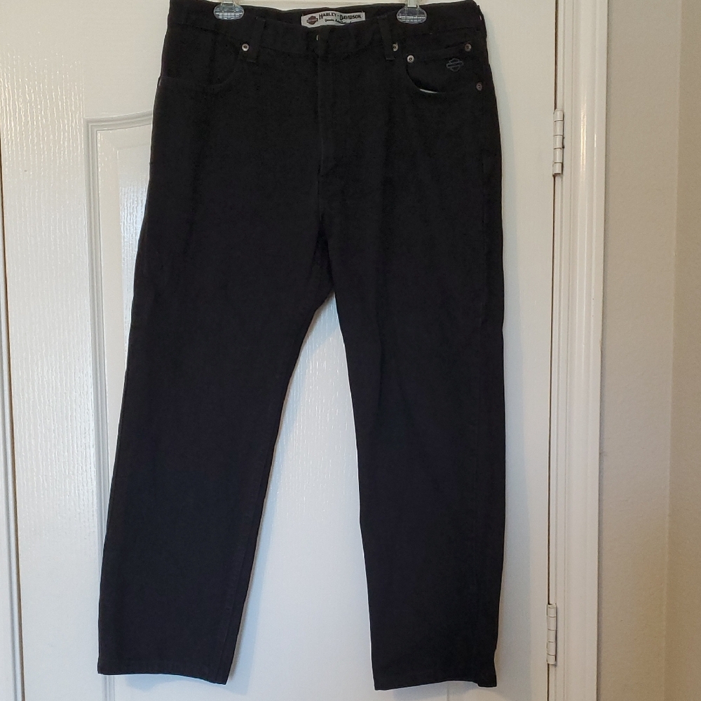 Harley-Davidson Men's Black Straight Jeans, 38/30